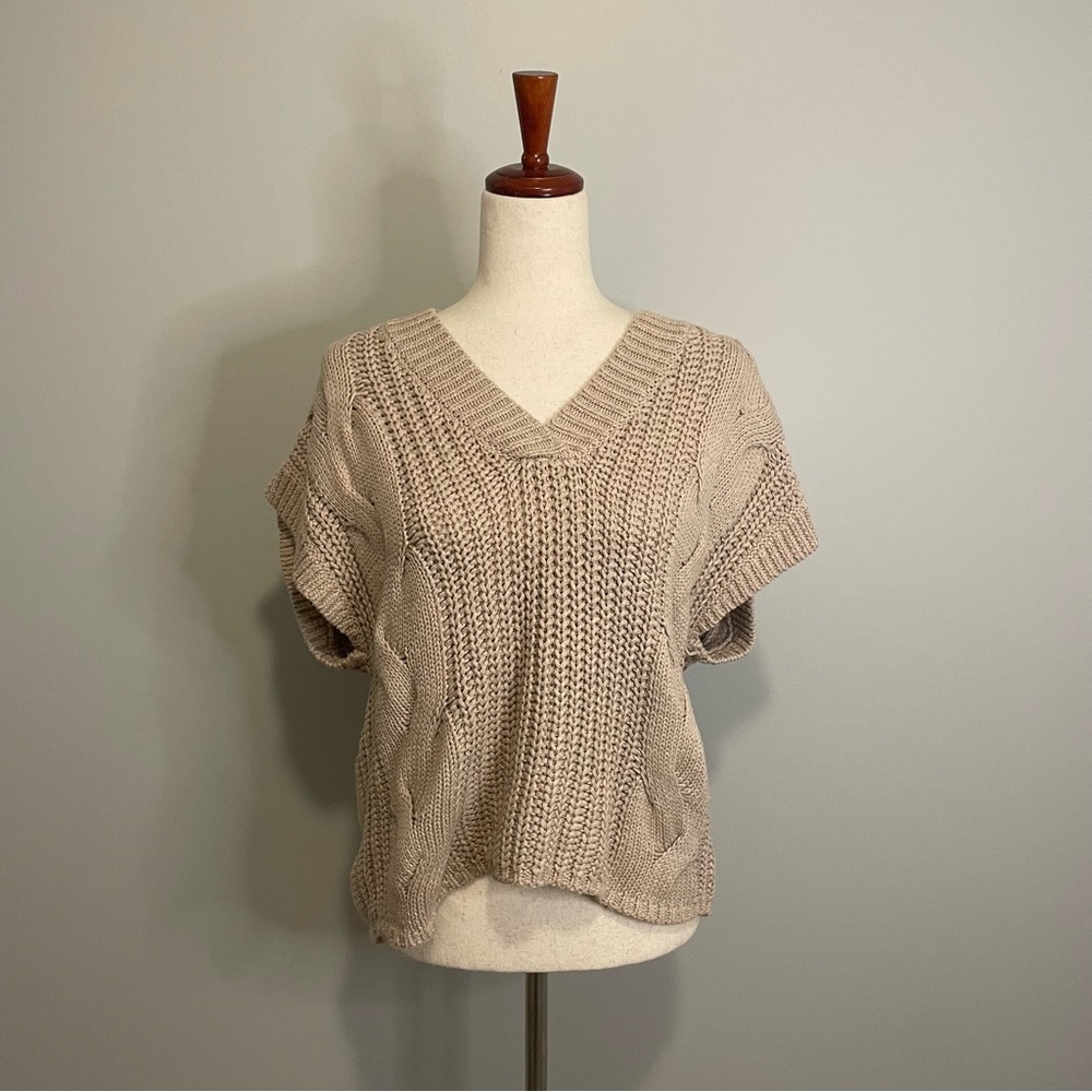 525 Brown Cable Knit Sweater Vest - Size XS